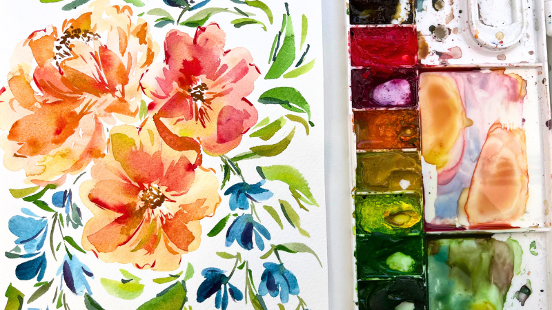 Loose Style Flowers in Watercolor – How to Build Layers