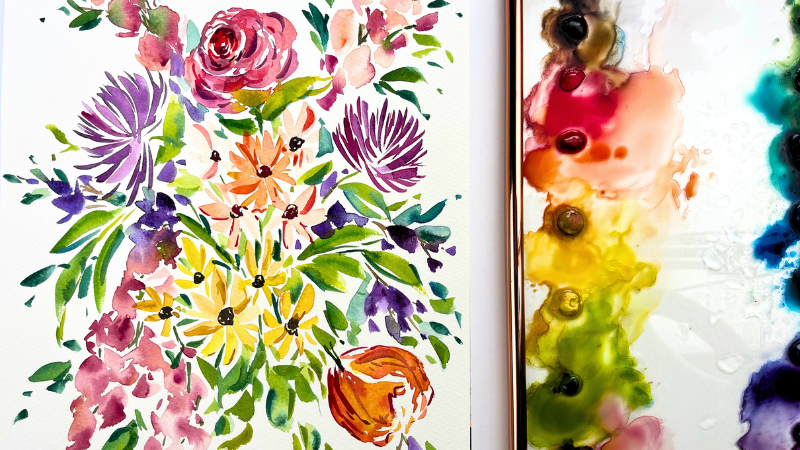 How to Paint the “Rainbow Bouquet”